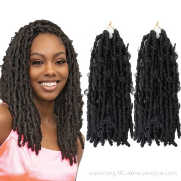 14inch Butterfly Faux Goddess Locs Synthetic Crochet Braids Hair Extensions 20 Strands/pack Natural Black Curly Braiding Hair
